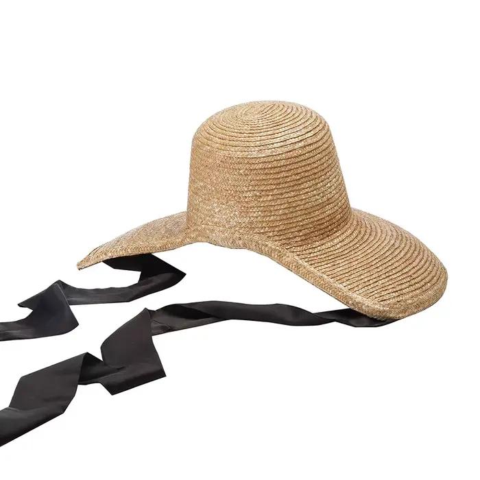 USPOP-Chapeau de Paille Lolita Classique et Élégant pour Femme, Large Bord, de Plage, à Lacets, Nouv