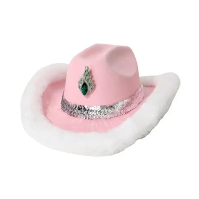 P9FE Homburg chapeau haut forme à bord en fourrure chapeau porc pour célébration photographie rue