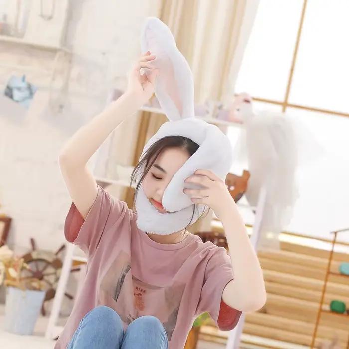 Chapeau oreilles de lapin en peluche, nouveauté de fête, coiffure amusante, casquette, couvre-chef d