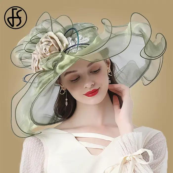 Chapeaux Fascinateurs à fleurs élastiques pour femmes, tri Derby, chapeau de soleil en organza, gran