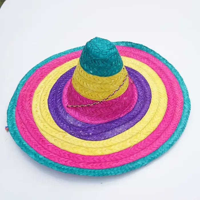Chapeau de fête mexicain coloré à large bord, chapeaux de paille pour hommes et femmes, chapeau de s