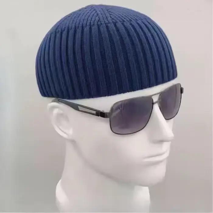 Chapeaux musulmans pour hommes tricotés dubaï Hijab noir bleu Turban printemps rue Melon chapeau dou