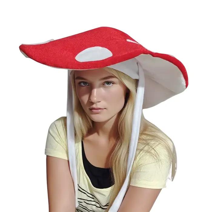 Chapeau de champignon festif avec corde, chapeau amusant pour la fête d'Halloween, chapeau de champi