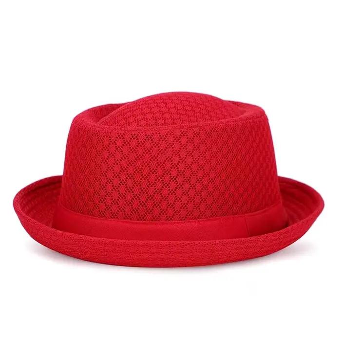 Nouveau chapeau respirant angleterre maille plat chapeau de paille rétro angleterre Jazz pliable cha