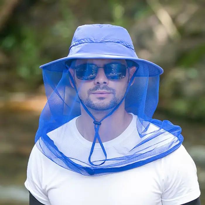 Chapeau unisexe anti-moustiques pour hommes, chapeau d'extérieur, filet de protection intégrale en m