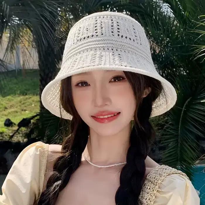 Chapeau de paille d'été pour femme, chapeau bob à visière, chapeau de pêcheur au crochet, chapeau de