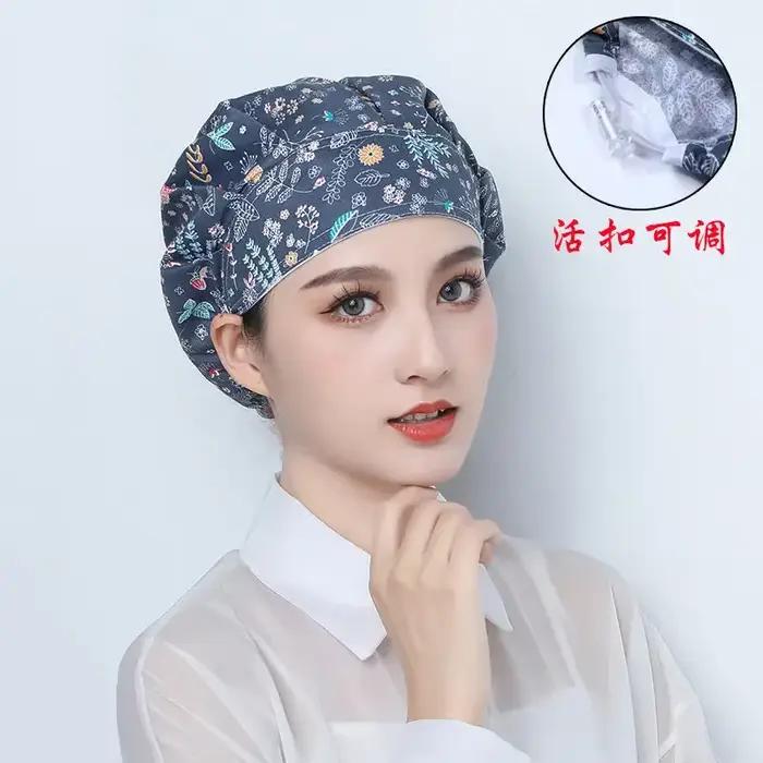 Casquette de Chef de cuisine, chapeau de gommage anti-poussière pour cheveux longs pour femmes, impr