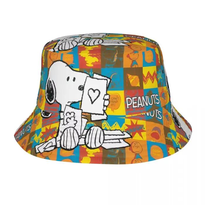 Chapeau de plage Snoopys Outfits Bucket Hat Kawaii Unisexe Chapeau Bob anti-soleil