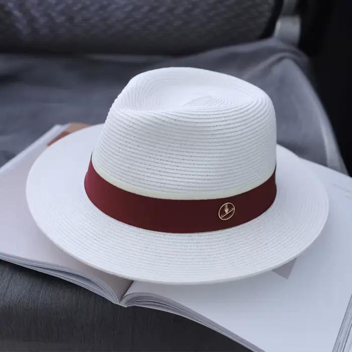 Chapeau de paille anderpour hommes et femmes, chapeau haut de forme souple, casquette de plage à lar