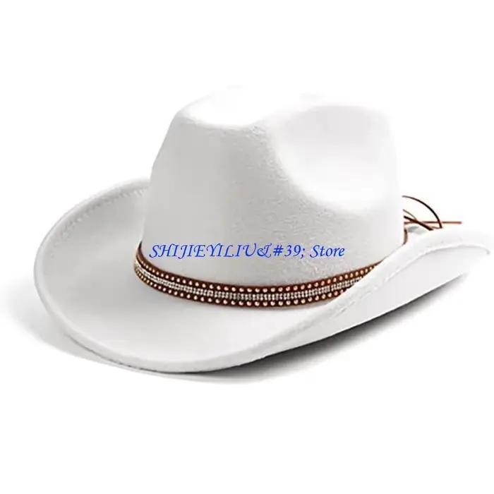 Chapeau Disco E21F, chapeau Cowboy à large bord, polyvalent pour hommes femmes, chanteurs, comédiens