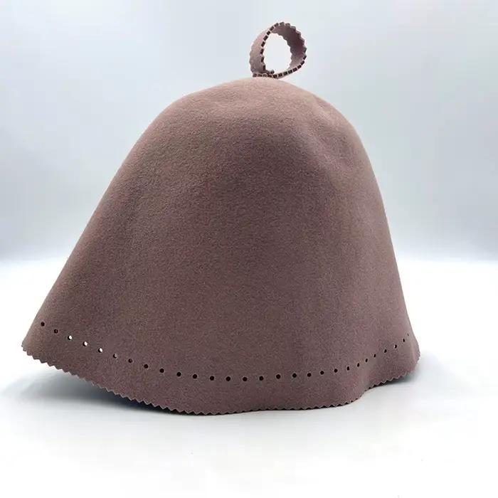 Chapeau de sauna en feutre de laine avec logo personnalisé, vente en gros, couleur unie minimaliste,