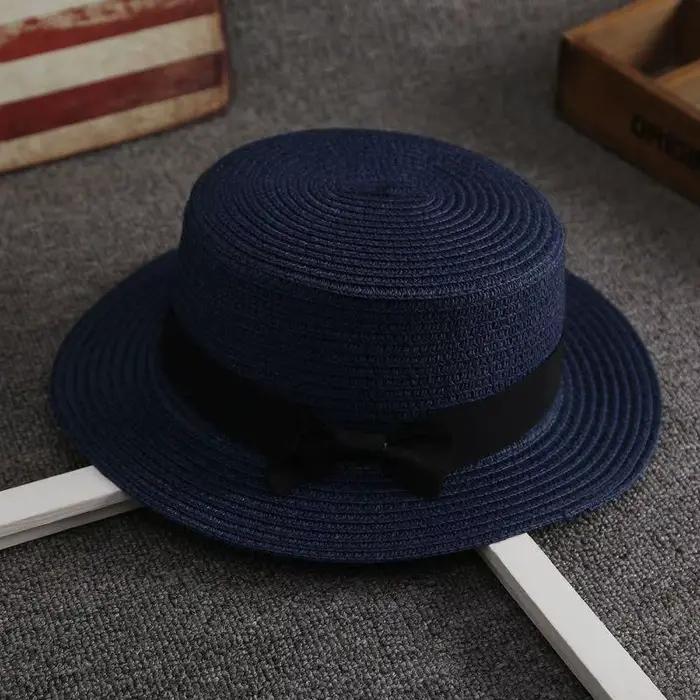 【R】Chapeau de soleil en paille de haute qualité à bord plat pour hommes et femmes, idéal pour les vo