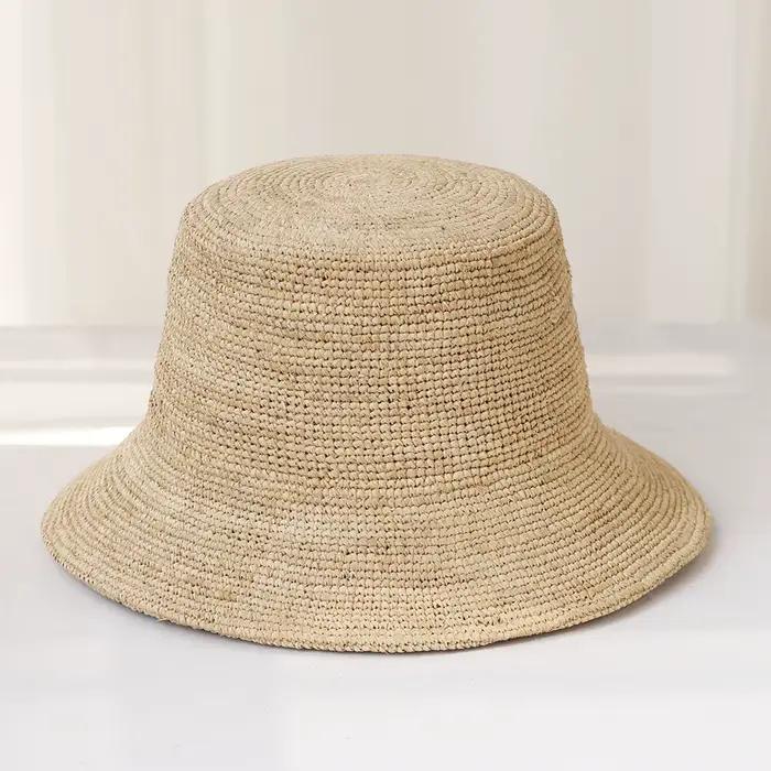 2025 summer sun hat bow 100%Raffia hat Sun visor women's summer panama Straw hats Women's beach hat 