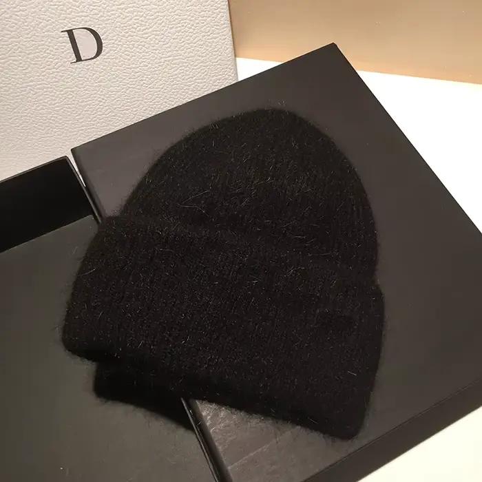 Bonnets en fourrure de lapin doux chaud moelleux chapeau d'hiver pour femmes Angora tricoté chapeau 