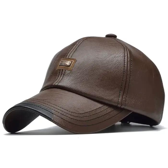 Mode hommes en cuir casquette de Baseball Hip Hop décontracté réglable hiver chaud chapeau Snapback 