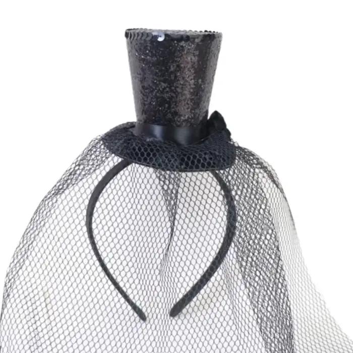 Chapeau haut-de-forme fascinateur pour enfants, avec plumes fleurs, pilulier pour filles, maquillage