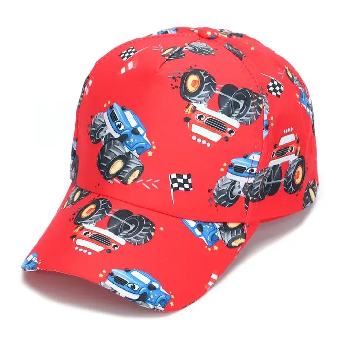 Casquettes de baseball pour enfants, motif voiture de dessin animé, respirantes, pour sports de plei