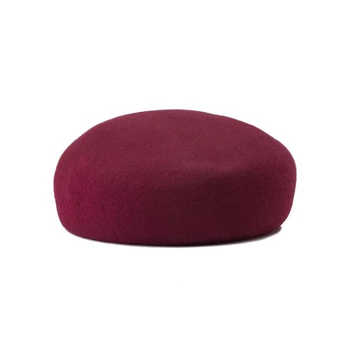100% laine béret pour femme casquette plate feutre chapeau dame automne hiver chaud créateur de mode