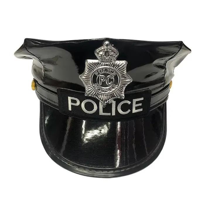Casquette octogonale en cuir souple pour cosplay, officier de police, fête d'adulte, accessoires de 