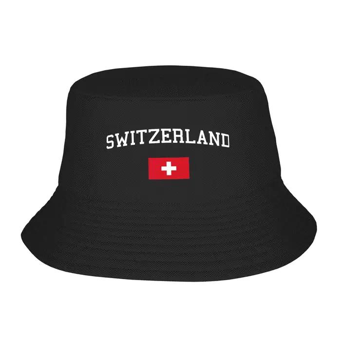 Casquettes Panama d'été avec drapeau suisse pour hommes et femmes, chapeaux de pêcheur, chapeau bob,