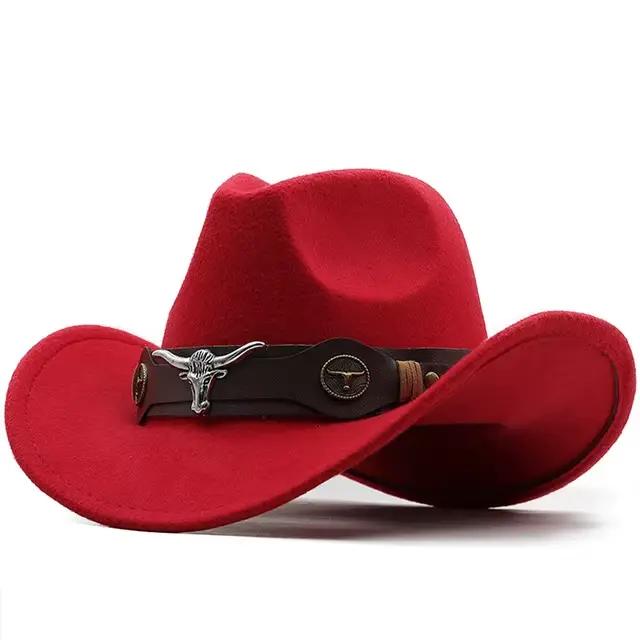 Chapeau de Cowboy occidental à bord roulé, casquette de Cowboy Jazz Fedora, casquette en feutre avec