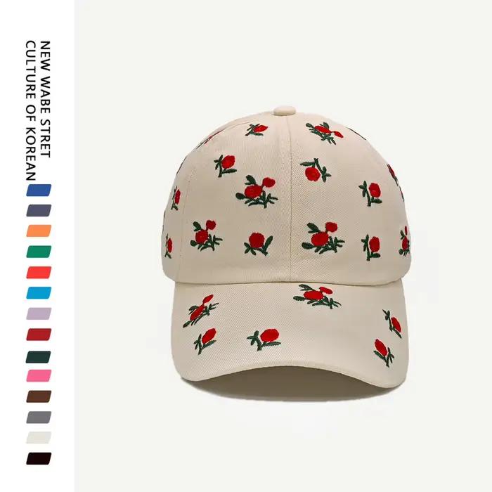 Nouvelle casquette de baseball brodée motif rose pour hommes et femmes, coupe profonde et grande tai