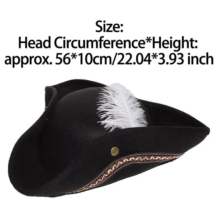 Chapeau tricorne coloniale, chapeau de pirate à large bord avec bande tressée en métal, accessoire d