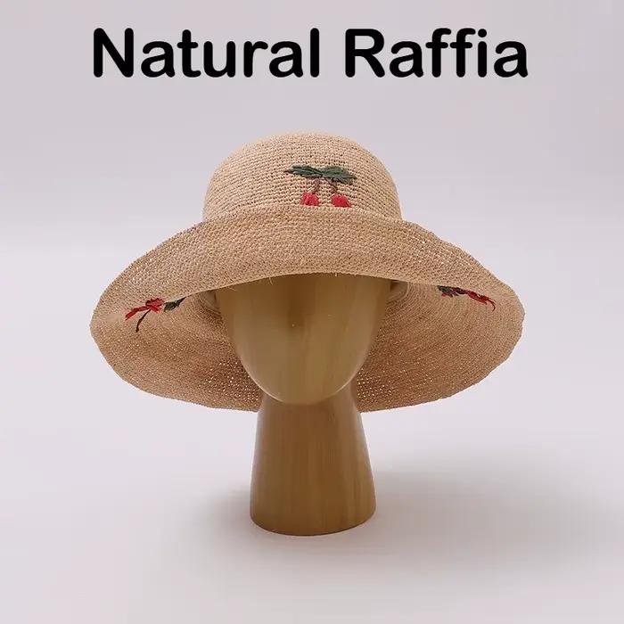 Chapeaux de paille en raphia japonais pour femme, version coréenne, avec large bord, protection sola