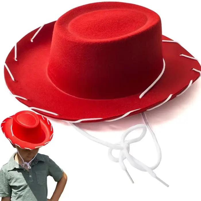 Chapeau de cowboy en feutre pour enfants, réglable, style western, pour déguisement, décoration de f