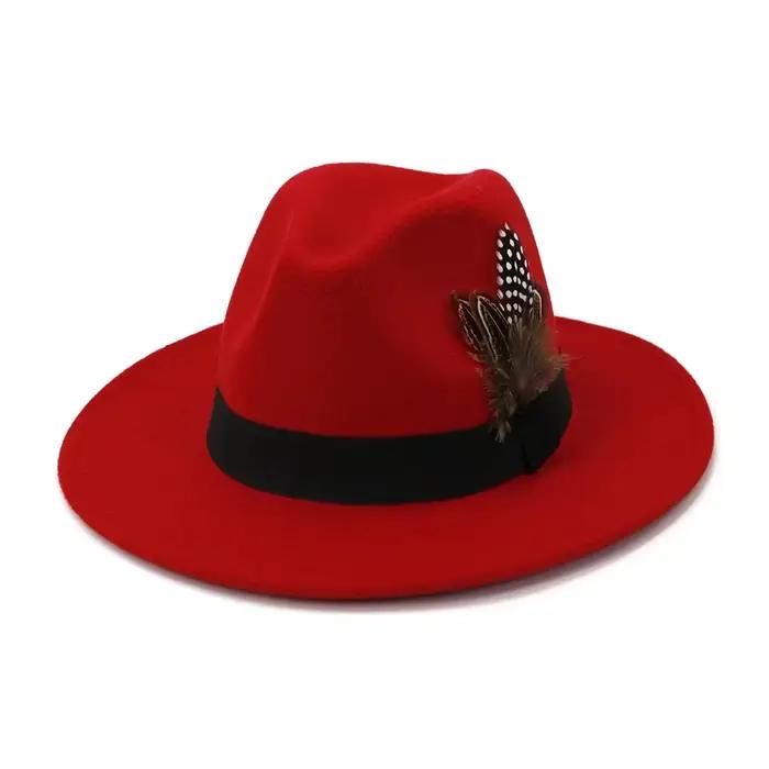 Plume jaune Fedoras hommes fedora chapeau hommes panama top cap unisexe couleur militaire fedoras gr