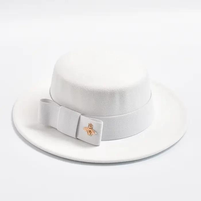 Nouveau Chapeau Fedora pour femmes élégant mode formelle mariage décorer Casquette d'église haut pla
