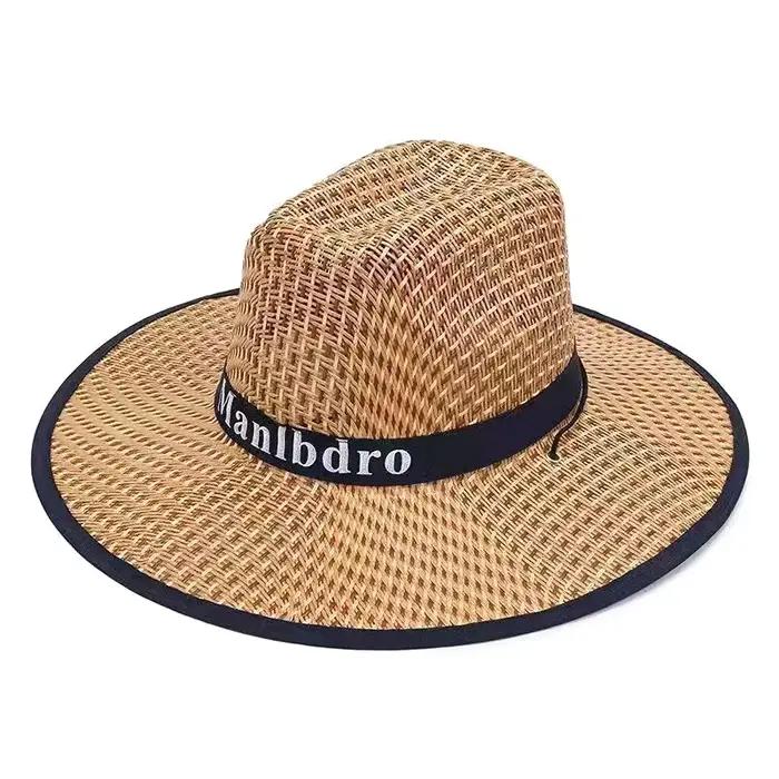 Chapeau de paille Western Cowboy Sle en plein air été plage pêche Protection solaire chapeau unisexe