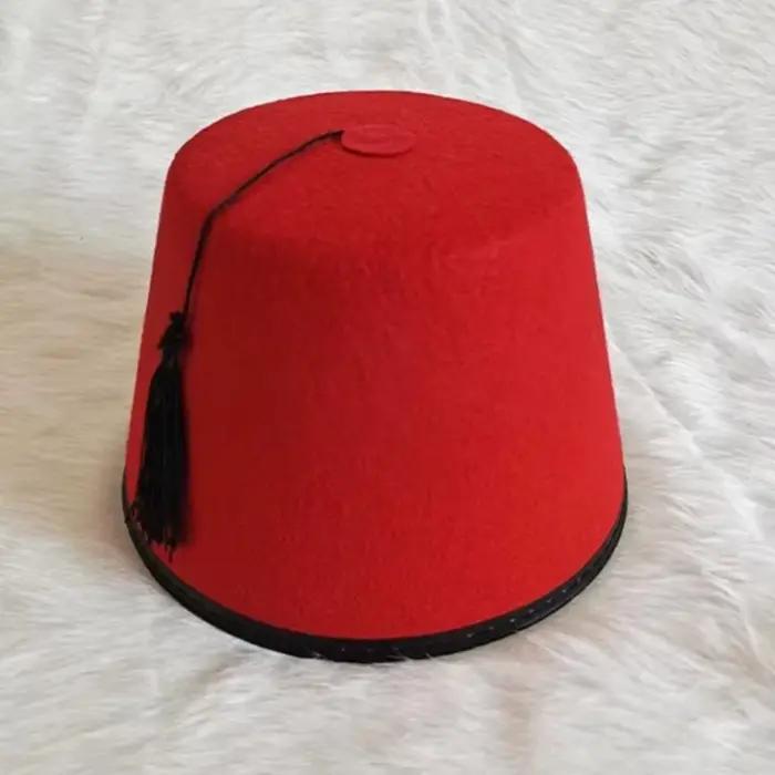 Casquette Fez ronde universelle en feutre, chapeau marocain, respirant, Tarboosh Fez, pouf, Cosplay,