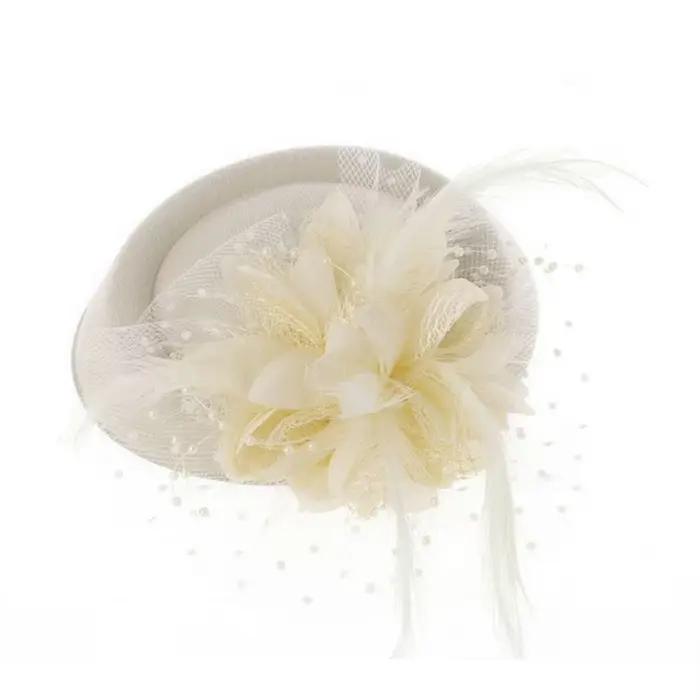 Fascinateur en fausse laine avec fleur, chapeau de plumes artificielles, vêtements de cocktail en ma