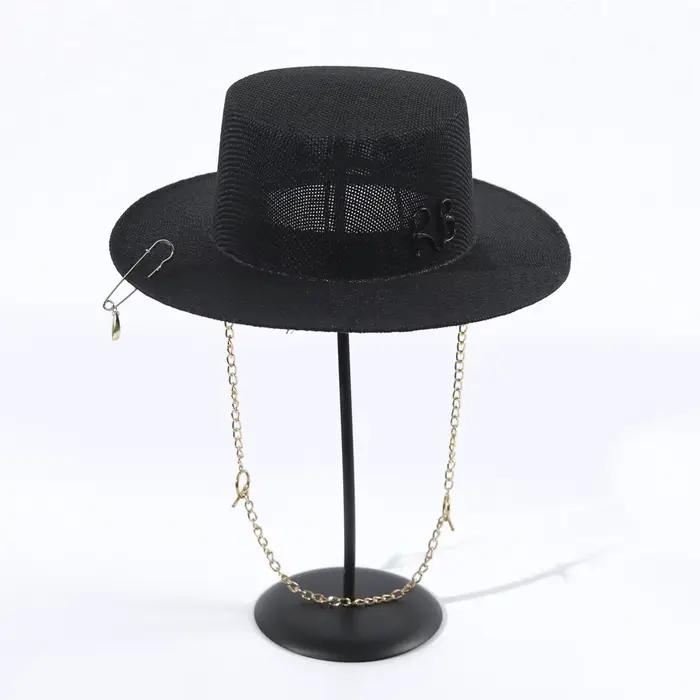 Chapeau de plage en paille style russe RB, шляпа, casquette de protection solaire d'été