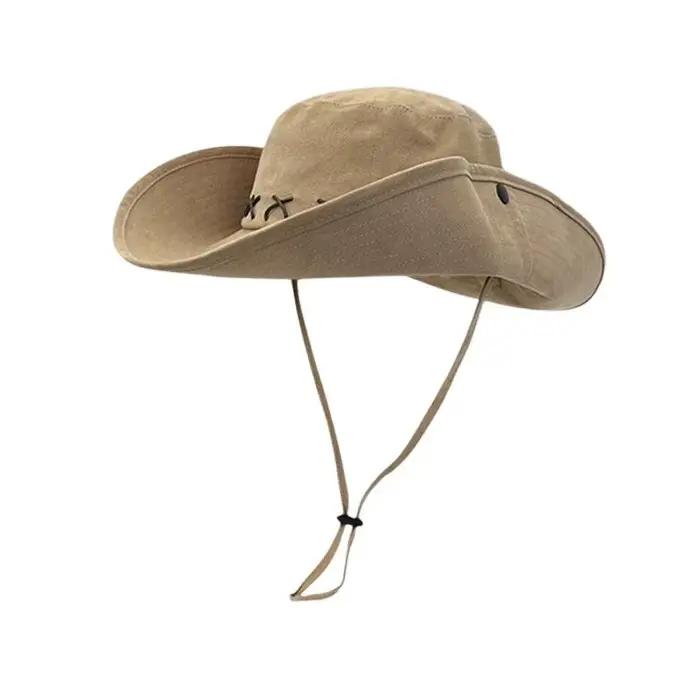 Chapeau de cowboy occidental d'été pour femmes et hommes, chapeau de pêcheur à large bord, chapeau d