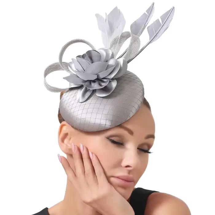 Fascinator-Chapeau de mariage vintage pour femme, élégant, course d'église, accessoires pour cheveux