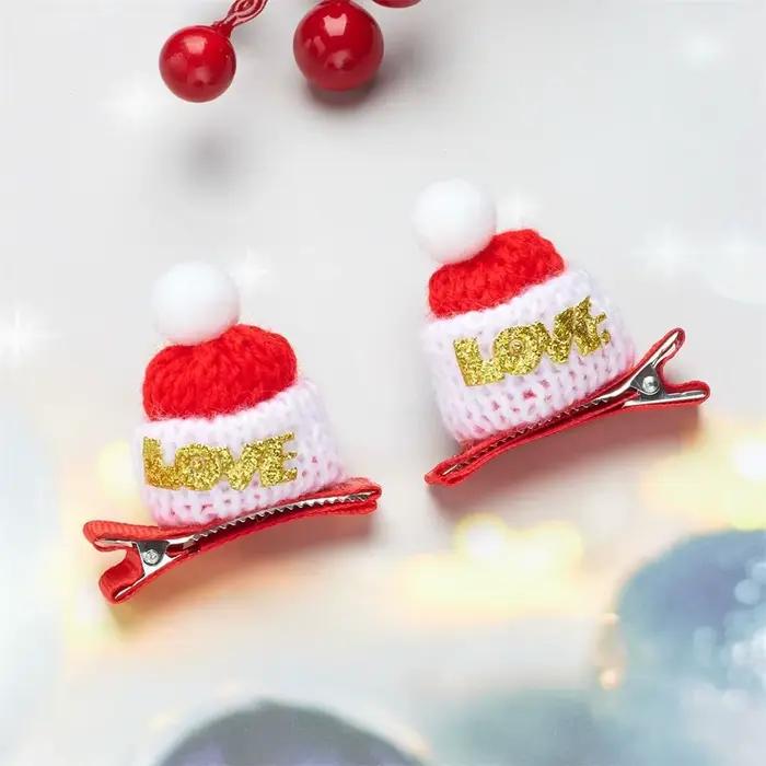 Joyeux noël décor chapeau de noël épingle à cheveux paillettes père noël enfants pince à cheveux de 