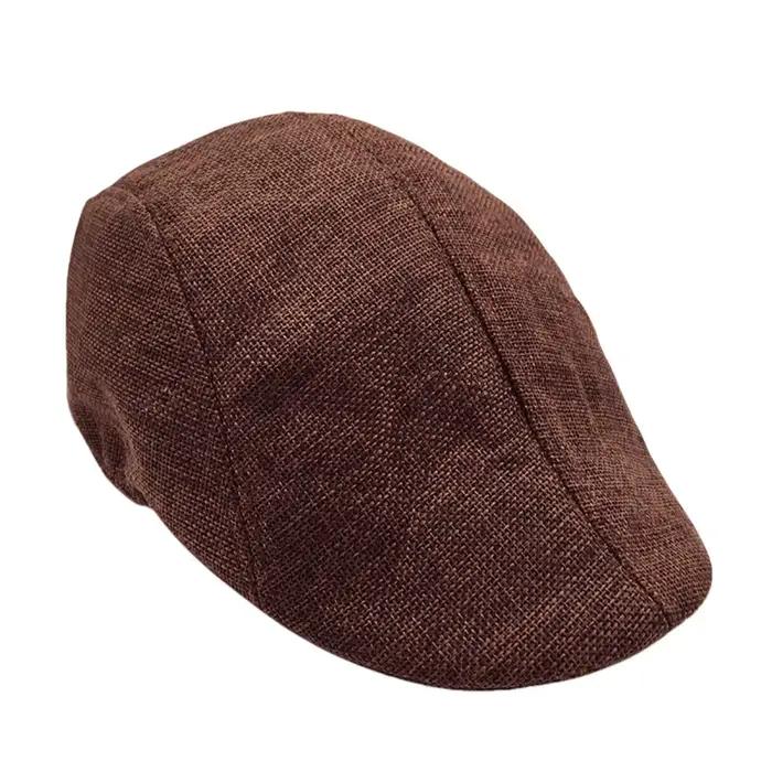 Casquette plate marron Vintage pour hommes, tissu tissé, accessoire décontracté, tendance, rétro, cl