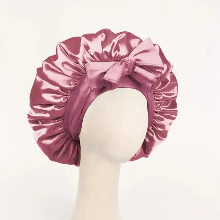 Bonnet en Satin en soie, réglable, pour dormir, avec bandeau à nouer, pour femmes et hommes