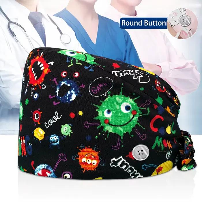 Nouveau mignon dessin animé imprimé infirmière chapeau chirurgical dames animal de compagnie hôpital