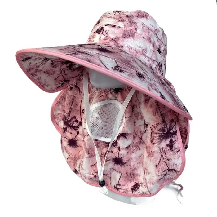 Chapeau de soleil intégral pour femme, respirant, anti-UV, avec protection intégrée pour le visage e