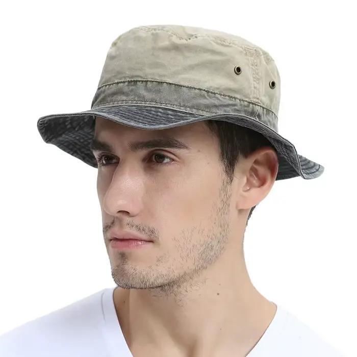 VOBOOM – chapeaux seau pour hommes, en coton délavé, Panama, casquette de chasse, de pêche d'été, Pr