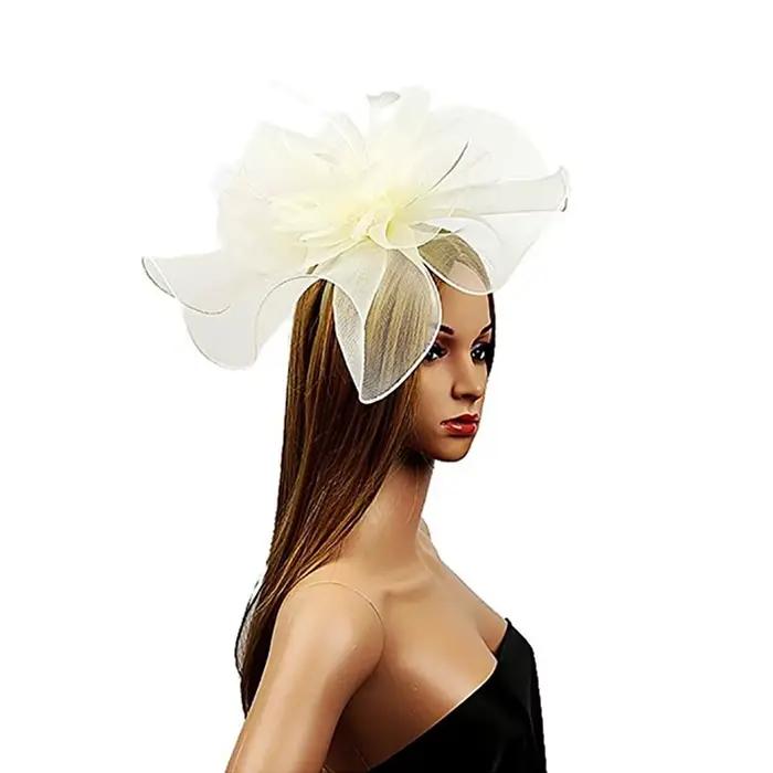 Chapeaux de Fascinateur de plumes de maille pour femmes, bandeau de sauna élégant, bandeau pour dame