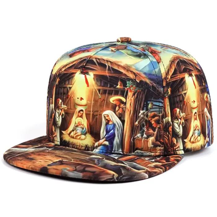 2025 nouveau imprimé jésus bord plat chapeau à la mode créatif rue Hip Hop chapeau de Baseball chape