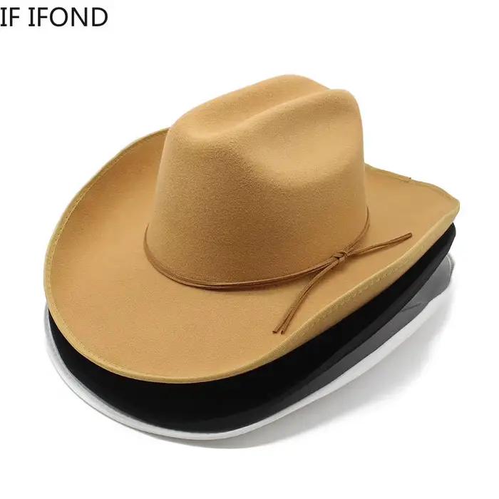 Chapeau de cowboy occidental à large bord pour homme, casquettes d'église Everche, Fascinateur vinta