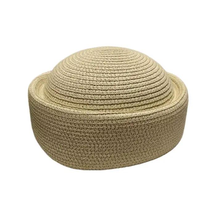 Chapeau de paille naturelle haut de gamme pour femme, léger, respirant, style vintage, bord relevé, 