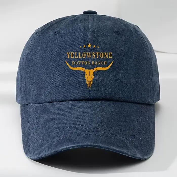 Casquette de baseball avec logo YELLOWSTONE imprimé, style classique, effet vieilli, visière souple,