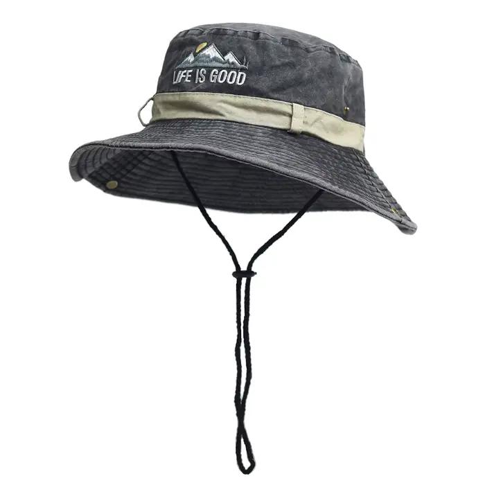 Chapeau seau d'été pour hommes, Protection UV en plein air, à large bord, Panama, Safari, chasse, ra