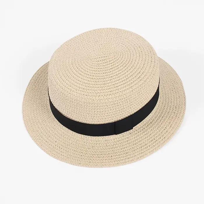 Chapeau de paille pour femmes, couvre-chef de soleil, respirant, à Large bord, bateau de plage, rond